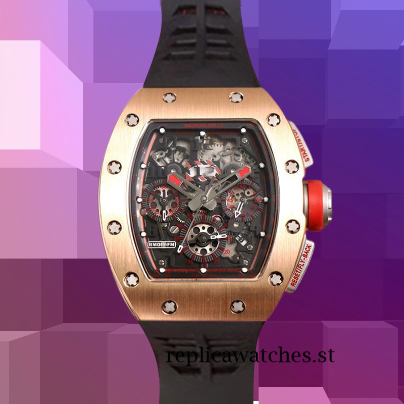 Richard Mille RM011 RM011-018 Around 50*42mm Men Transparent Dial Rose Gold - Image 2