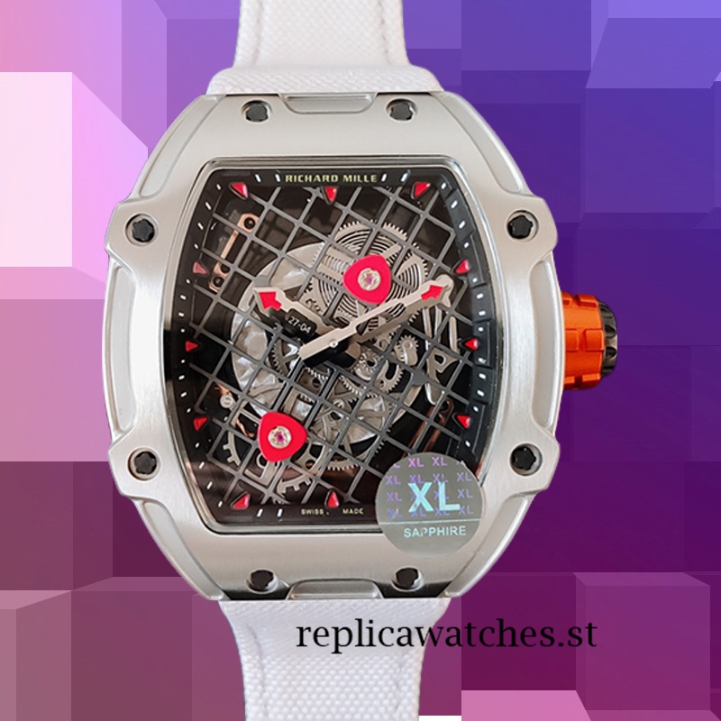 Richard Mille RM27-04 Men Around 38*48mm RM27-04-005 Transparent Dial Silver-tone