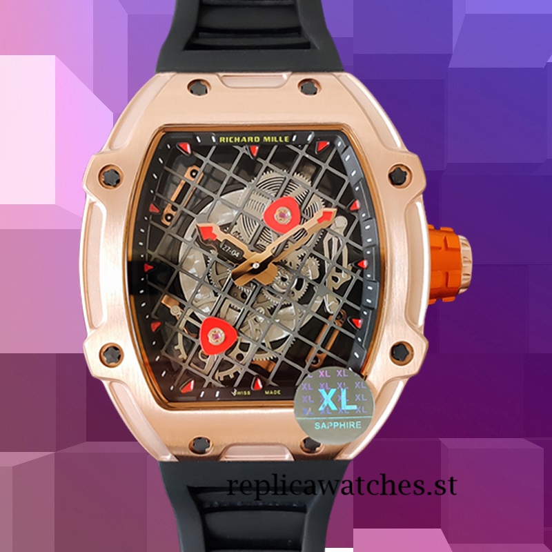 Richard Mille RM27-04 Men RM27-04-012 Around 38*48mm Rose Gold-tone Transparent Dial