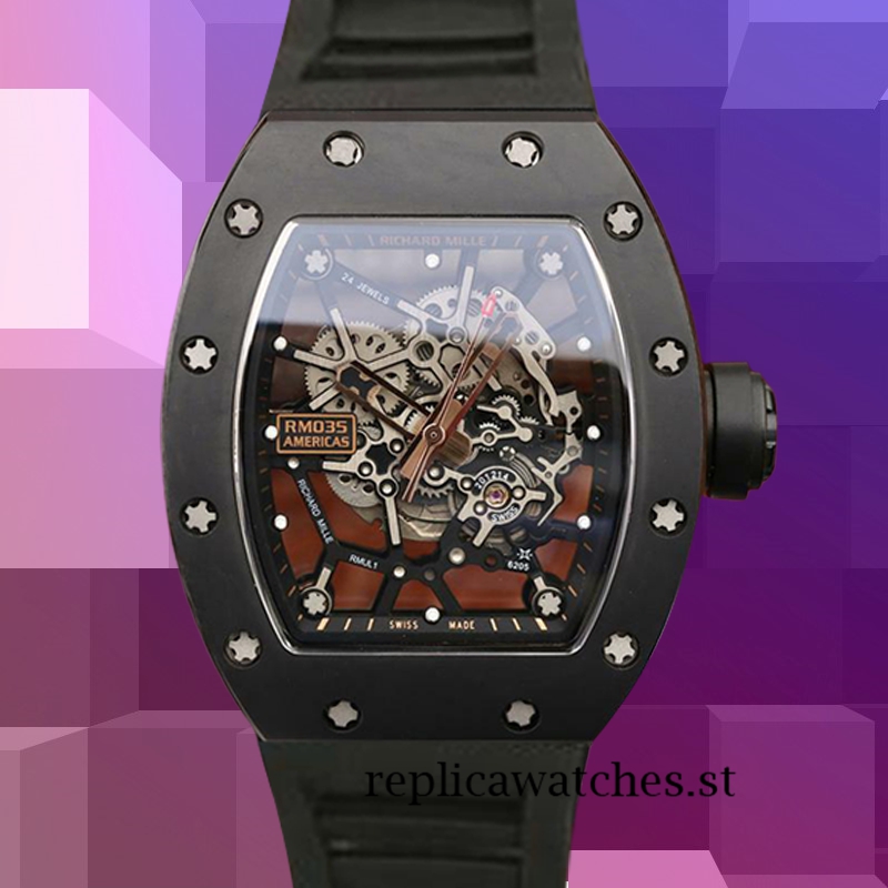 Richard Mille RM035 Men Around 50*42mm RM035-008 Mechanical Transparent Dial
