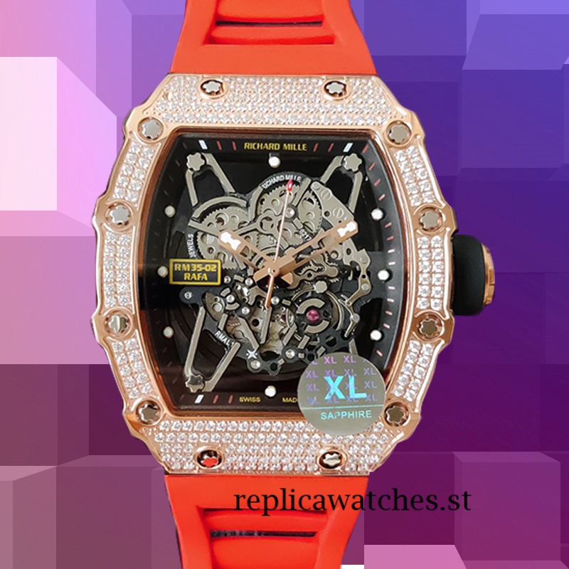 Richard Mille RM35-02 RM35-02-031 Around 45mm Men Rose Gold-tone Transparent Dial