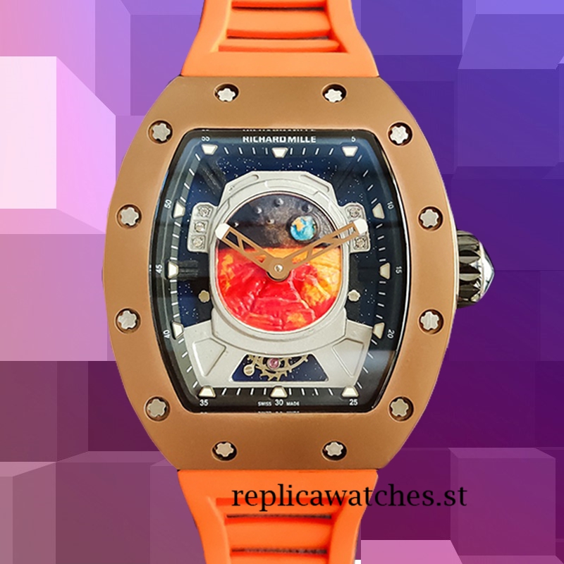 Richard Mille RM52-05 Men RM52-05-004 Around 50*42mm Mars Earth Dial Rose Gold-tone