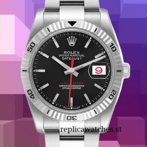 Rolex Datejust Turn-o-graph Men's 36mm 116264 Silver-tone Black Dial