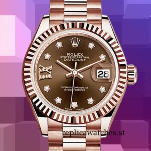 Rolex Datejust 28mm Ladies m279175-0002 Rose Gold-tone