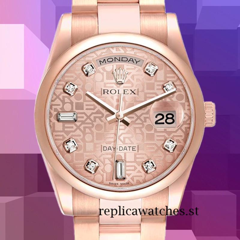 Rolex Day-Date m118205f-0062 Men's 36mm Rose Gold Jubilee Dial Automatic
