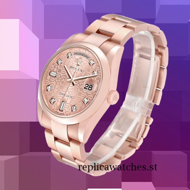 Rolex Day-Date m118205f-0062 Men's 36mm Rose Gold Jubilee Dial Automatic - Image 3