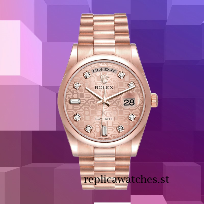 Rolex Day-Date m118205f-0062 Men's 36mm Rose Gold Jubilee Dial Automatic - Image 5