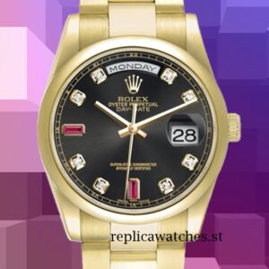 Rolex Day-Date 36mm Men's 118208 Black Dial