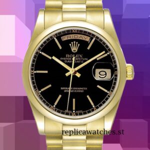 Rolex Day-Date 36mm Men's 118208 Black Dial Automatic