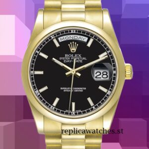 Rolex Day-Date 118208 Men's 36mm Black Dial Automatic