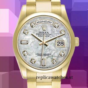 Rolex Day-Date 36mm 118208 Men's Mother of Pearl Dial Gold-tone