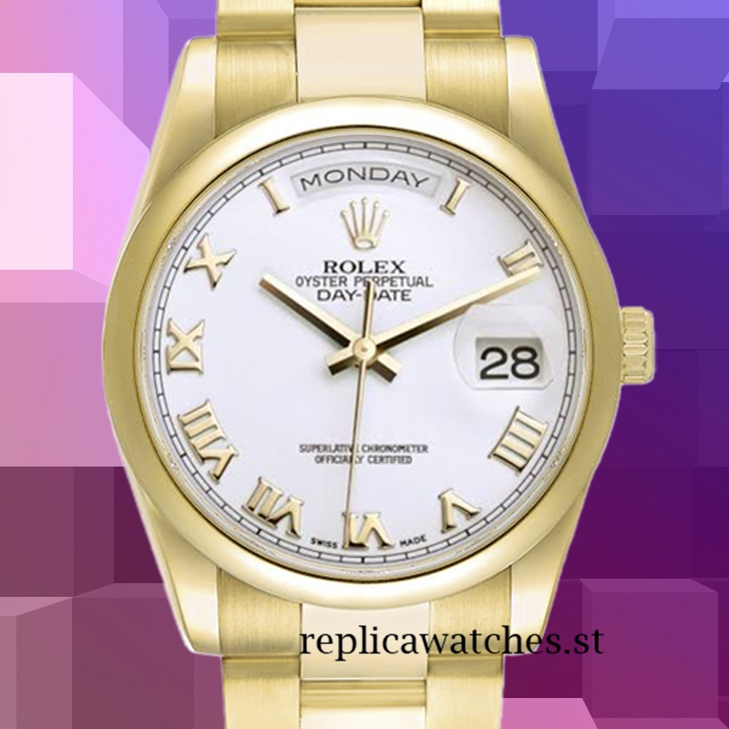 Rolex Day-Date Men's 36mm 118208-73208 White Dial Gold-tone