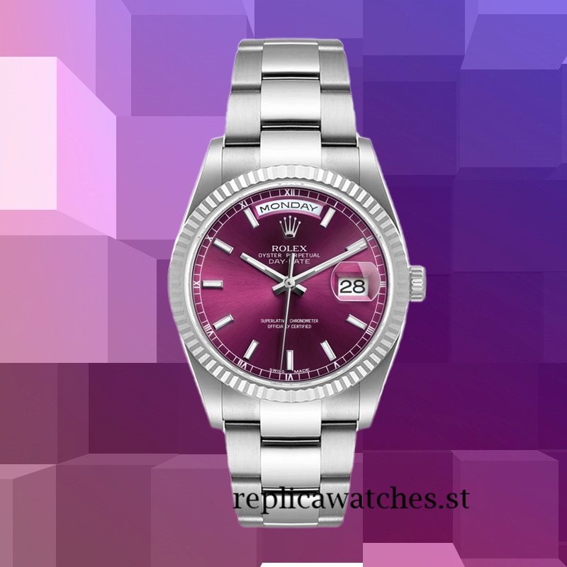 Rolex Day-Date Men's 36mm m118239-0304 Silver-tone Cherry Dial - Image 2