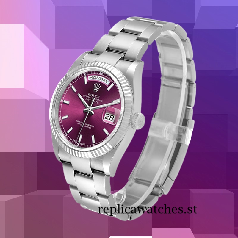 Rolex Day-Date Men's 36mm m118239-0304 Silver-tone Cherry Dial - Image 3