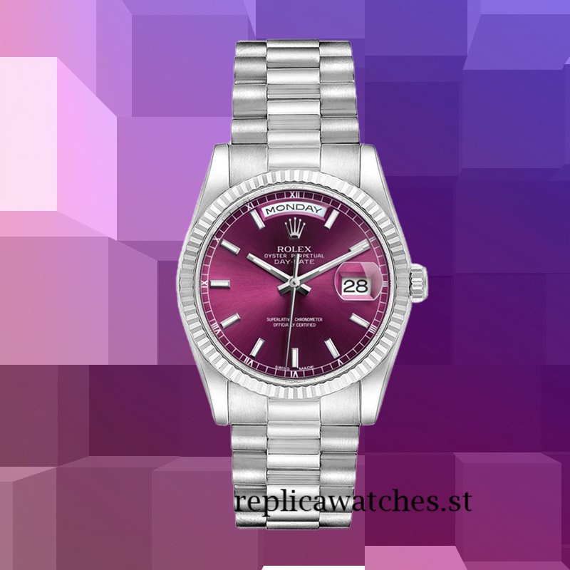 Rolex Day-Date Men's 36mm m118239-0304 Silver-tone Cherry Dial - Image 5