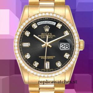 Rolex Day-Date 36mm m118348-0096 Men's Black Dial