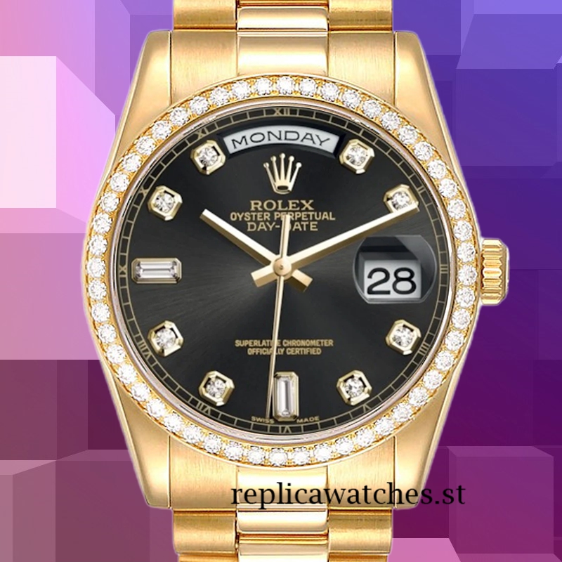 Rolex Day-Date 36mm m118348-0096 Men's Black Dial