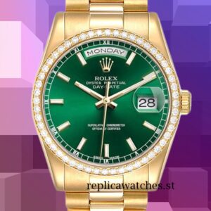 Rolex Day-Date 36mm Men's m118348-0225 Automatic Green Dial