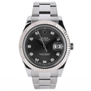 Rolex Datejust II 41mm Grey Diamond Dial Watch 116334