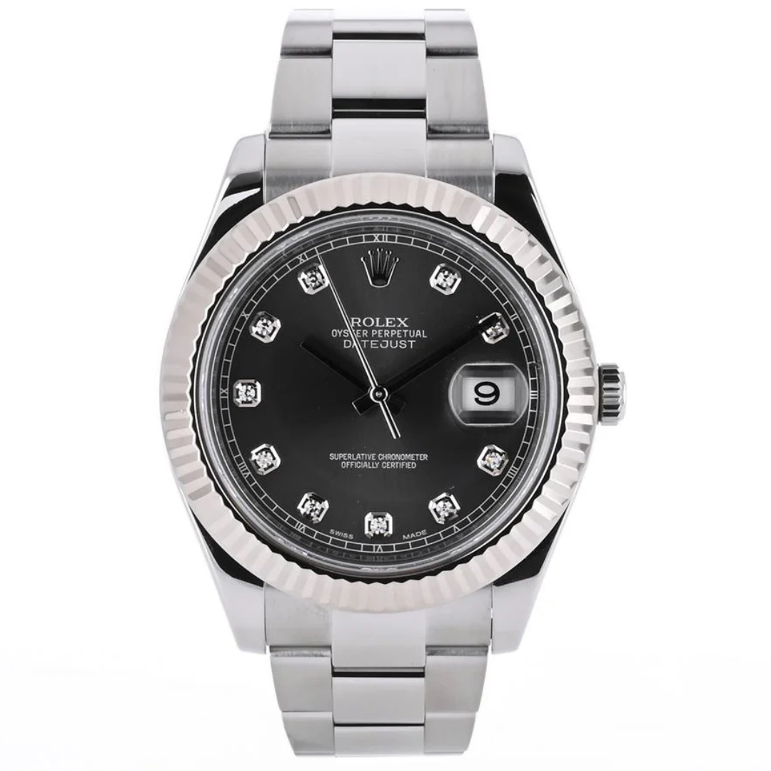 Rolex Datejust II 41mm Grey Diamond Dial Watch 116334