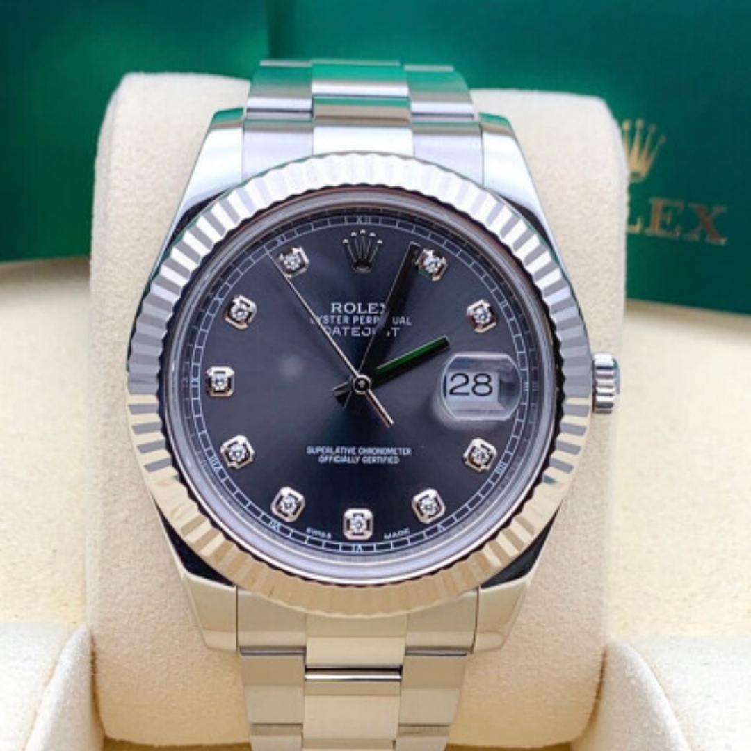Rolex Datejust II 41mm Grey Diamond Dial Watch 116334 - Image 2