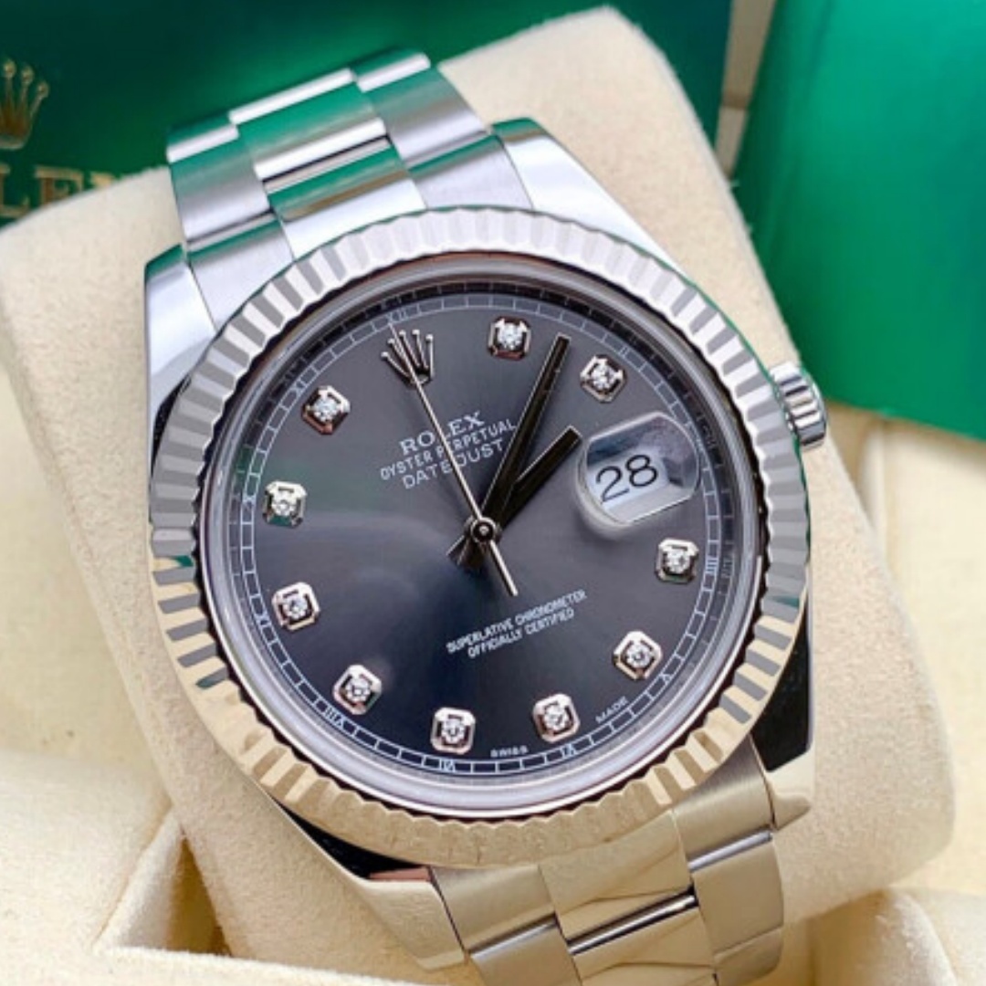 Rolex Datejust II 41mm Grey Diamond Dial Watch 116334 - Image 3